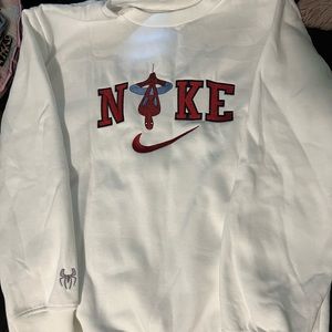 Embroidered womens spider-man crewneck